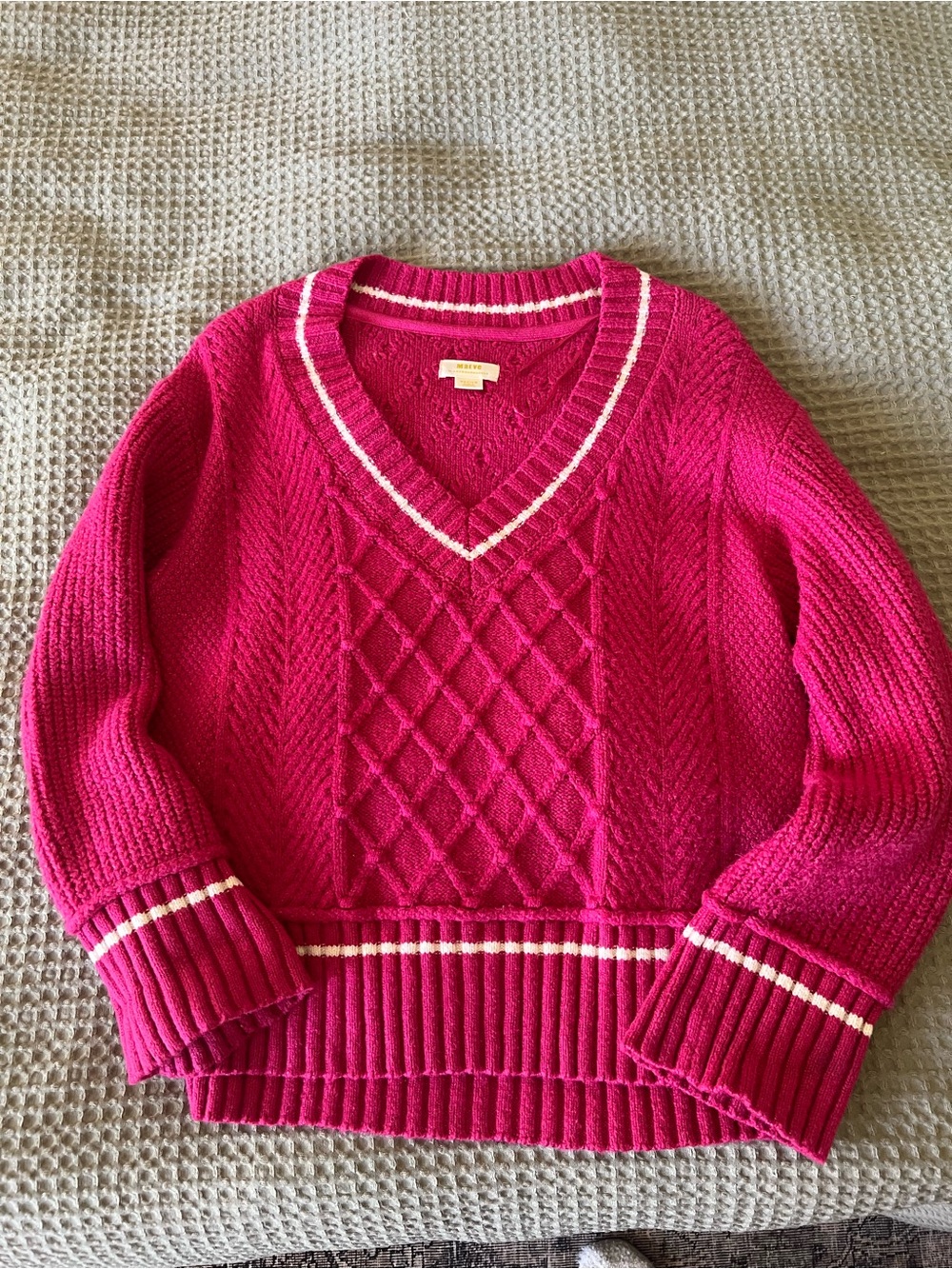 V-Neck Cable Knit Sweater
